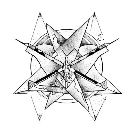 space physic triangle sword tattoo design idea