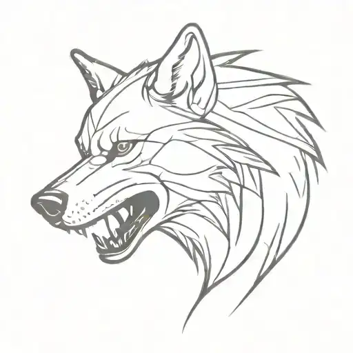 angry wolf tattoo design idea
