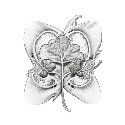 skin ripped open with 4 leaf clovers purtruding from inside  tattoo design idea
