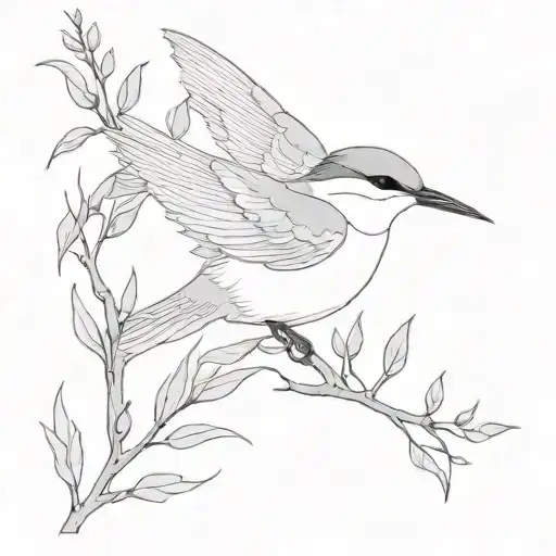 artic tern carrying hyssop branch tattoo design idea
