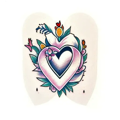 heart and flowers with the word "Loverboy" tattoo design idea