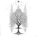 tree with 3 names wrote : William, Daniel, Sami in calligraphes  tattoo design idea