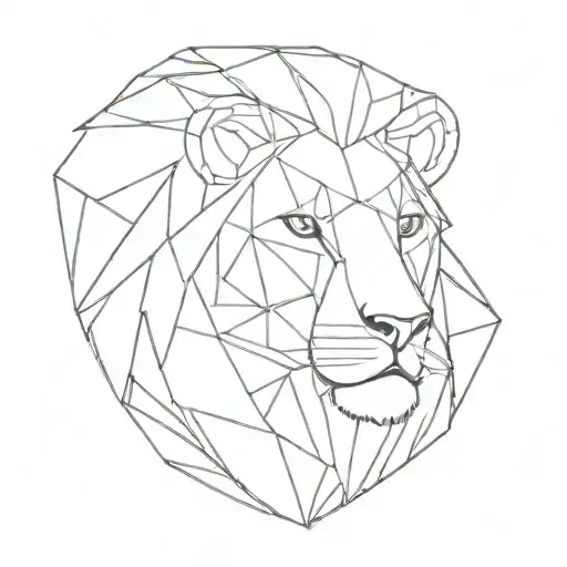 geometric lion with heart face  tattoo design idea