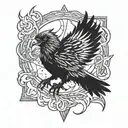 Odin transforming into a lightning surrounded raven tattoo design idea