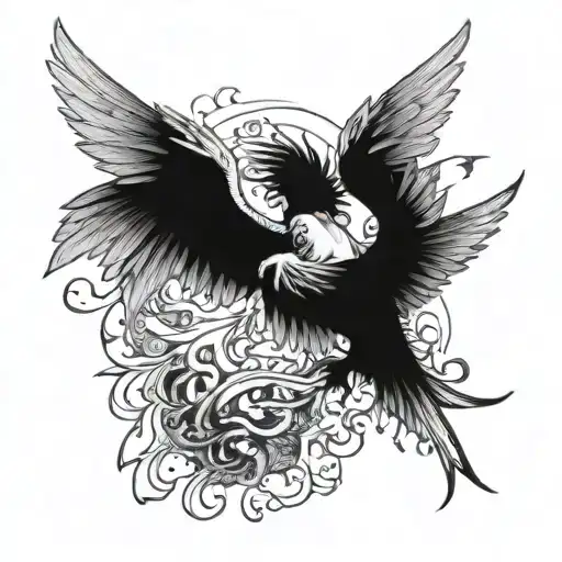 lágrima de lucifer falling angel wings made entirely tattoo design idea