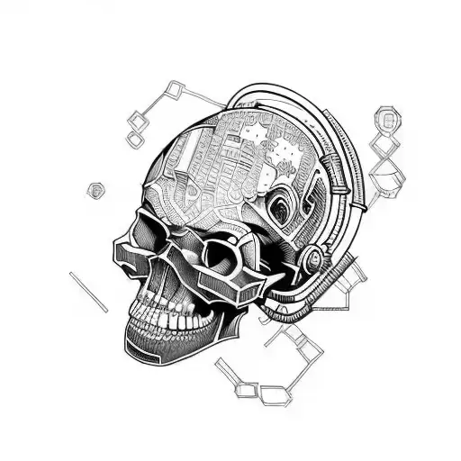 cyberpunk skull tattoo design idea