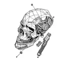 cyberpunk skull forearm tattoo design idea
