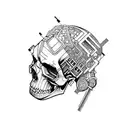 cyberpunk skull forearm tattoo design idea