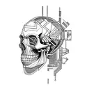 cyberpunk skull forearm tattoo design idea