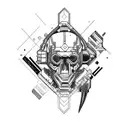 cyberpunk skull forearm tattoo design idea