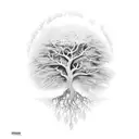bare tree tattoo design idea