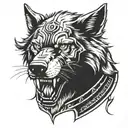 wolf head on gladiator fighting tattoo design idea