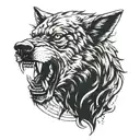 wolf head on gladiator fighting tattoo design idea