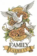 family written on forearm with doves wrapping around it  tattoo design idea