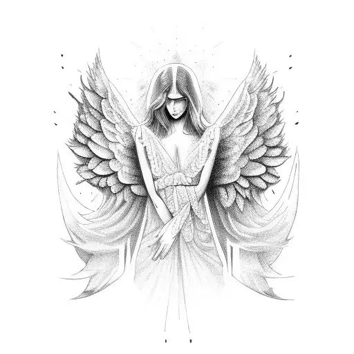 angel falling tattoo design idea