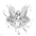 angel falling tattoo design idea