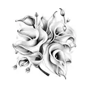 bouquet of flowers with calla lilies and sakura flowers tattoo design idea