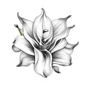 bouquet of flowers with calla lilies and sakura flowers tattoo design idea