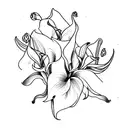 bouquet of flowers with calla lilies and sakura flowers tattoo design idea