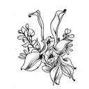bouquet of flowers with calla lilies and sakura flowers tattoo design idea