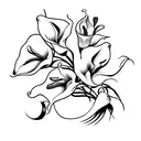 bouquet of flowers with calla lilies and sakura flowers tattoo design idea