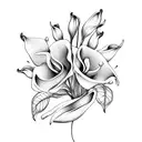 bouquet of flowers with calla lilies and sakura flowers tattoo design idea