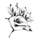 bouquet of flowers with calla lilies and sakura flowers tattoo design idea
