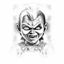 chucky with knife tattoo design idea