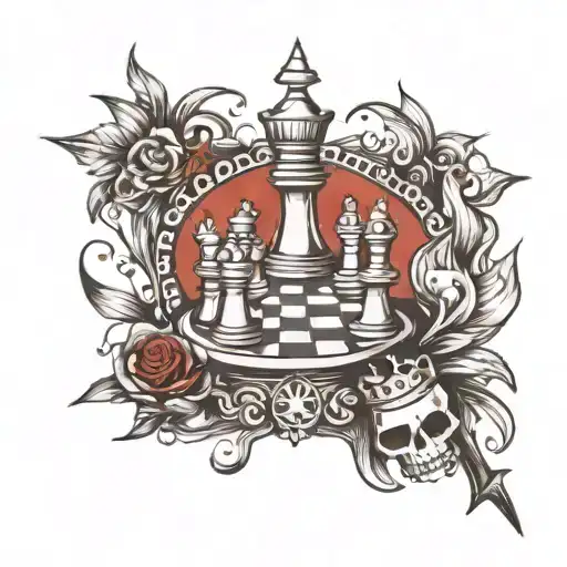 castle chess king tattoo design idea