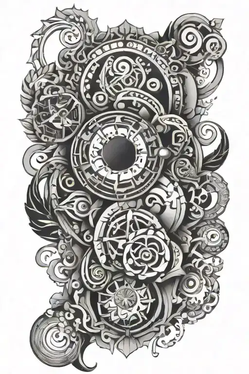 patchwork sleeve tattoo design idea