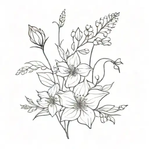 january september march may june birth flower bouquet tattoo design idea