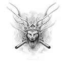 god of hunting with antler crown tattoo design idea