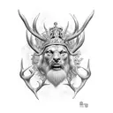 god of hunting with antler crown tattoo design idea