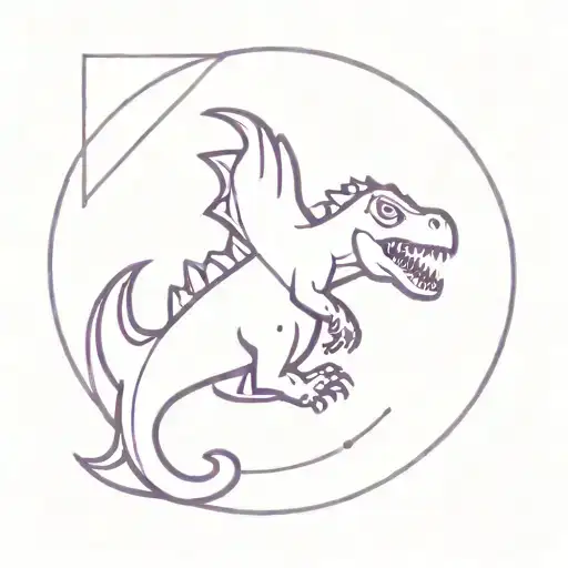 24-06 the letter C and a purple dino tattoo design idea