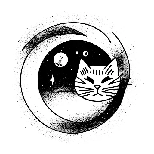 space cat tattoo design idea