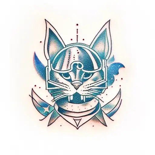 space cat tattoo design idea