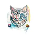 space cat tattoo design idea
