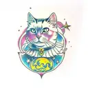 space cat tattoo design idea