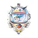 space cat tattoo design idea