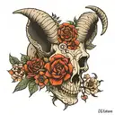 Capricorn skull mandala flowers tattoo design idea