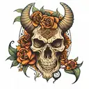 Capricorn skull mandala flowers tattoo design idea