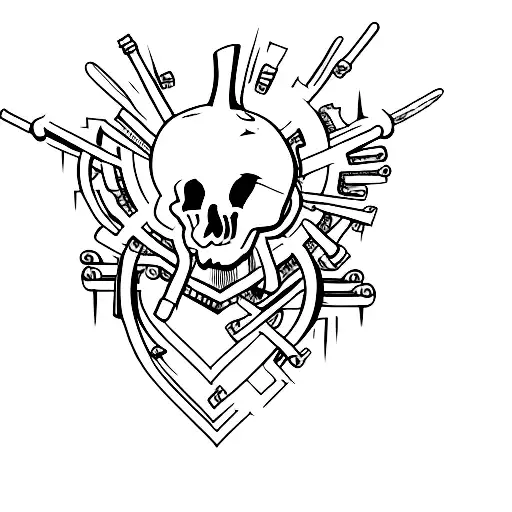 Bloody Heart with Crossed Crowbars behind it tattoo design idea