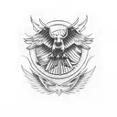 Harley davidson engine with an eagle grabbing it tattoo design idea