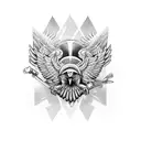Harley davidson engine with an eagle grabbing it tattoo design idea