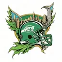 new york jets stadium with new york skyline tattoo design idea