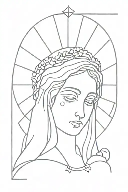our lady head profile tattoo design idea