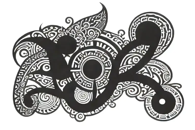 I need a horizontal tattoo with black crossed lines to use on my pelvis tattoo design idea