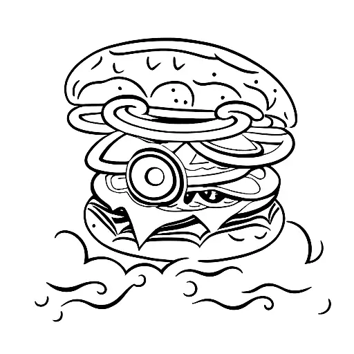 a hamburger with arms and legs tattoo design idea