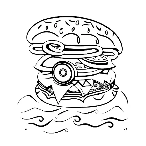 a hamburger holding a camera tattoo design idea