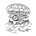 a hamburger holding a camera tattoo design idea